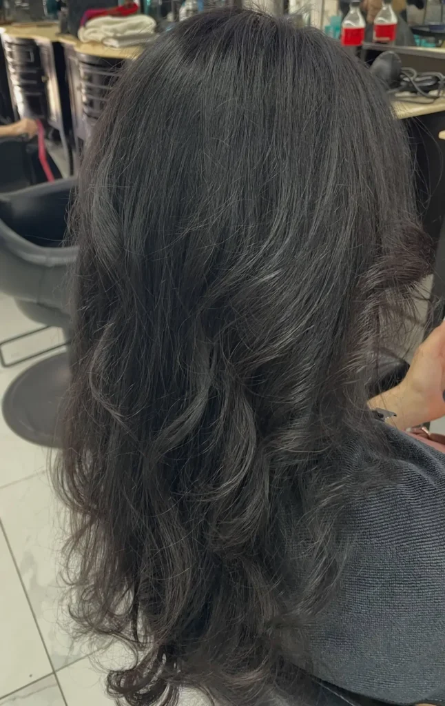 Korean style haircut color blowout