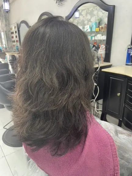 Korean style haircut color blowout