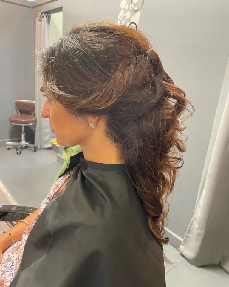 Deep, rich brunette hair with subtle mahogany lowlights and a healthy shine
