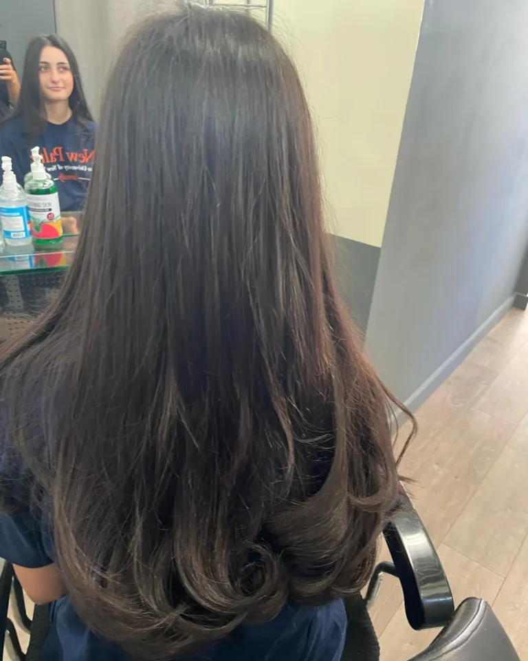 Korean style long hair haircut blowout