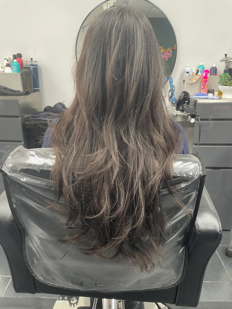 back view of the trending Korean hush cut, showcasing its signature layered texture and soft, natural volume.